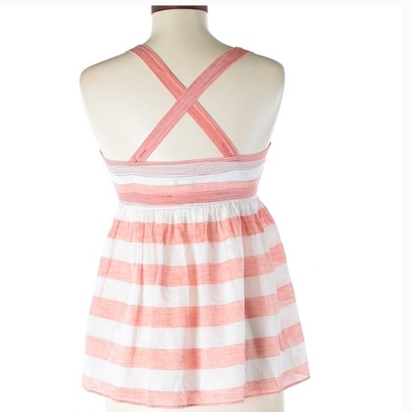 J. Crew NWT Tangerine Coral Orange Striped Babydoll Top Blouse Lined Side Zip 14 - Picture 4 of 15